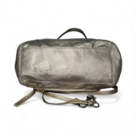 COACH Leah Large Metallic Gold Luxury Leather Satchel - Picture 3 of 12